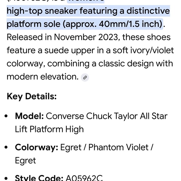 Converse Women's Egret/Phantom/Violet Suede High-Top Sneakers NWT - Picture 4 of 4